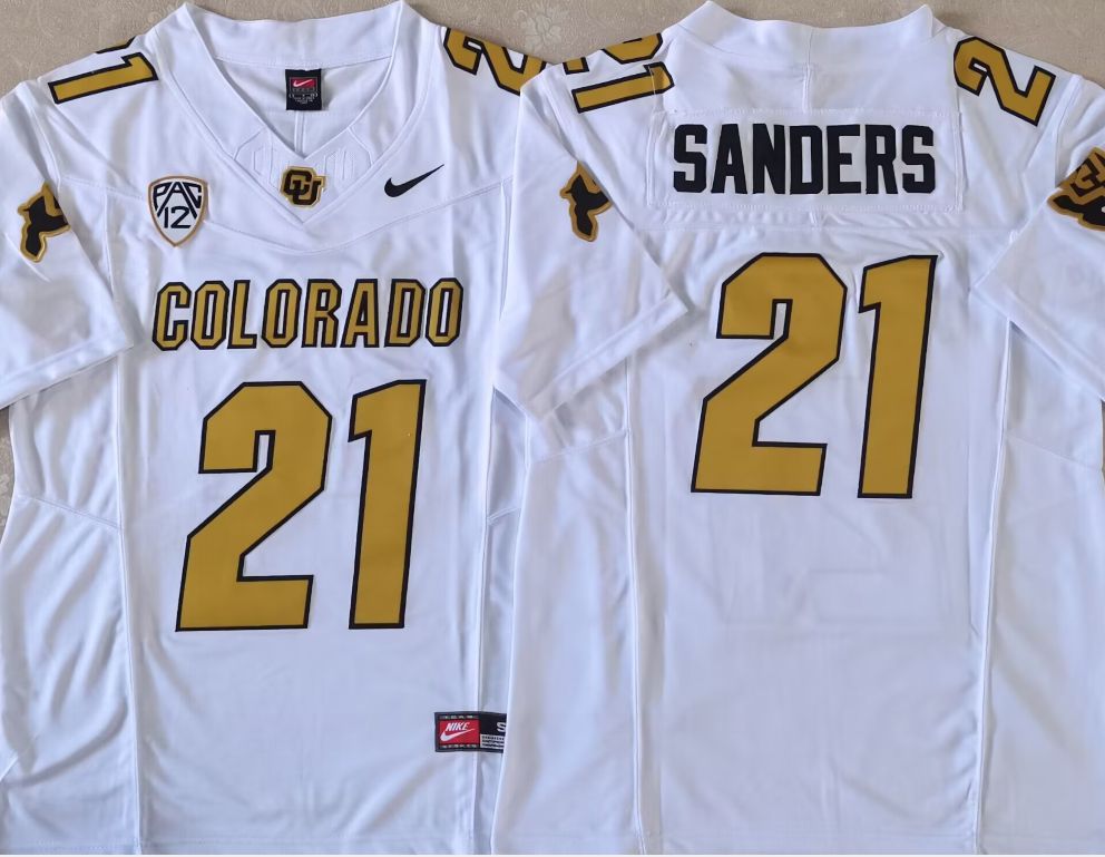 Men Colorado Buffaloes #21 Sanders White 2025 Nike Limited NCAA Jersey->more ncaa teams->NCAA Jersey